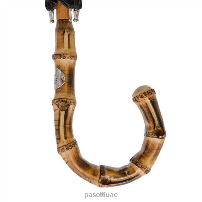 مظلة | 476f oxf-18 b - مظلة أكسفورد سوداء بمقبض من الخيزران PASOTTI Z446V101